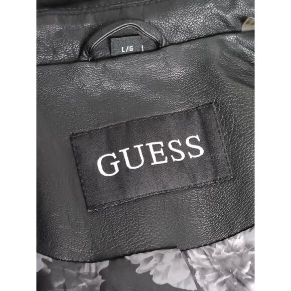 Guess Faux Leather Hooded Jacket Women's Size Large - Picture 5 of 7